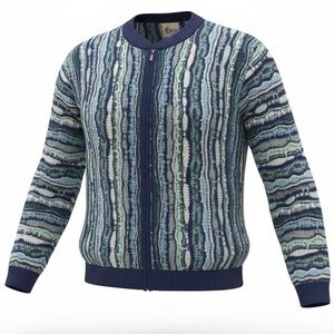 Vintage 90s COOGI Australia Men's SweaterJacket Zipper Multicolor sz Medium Y2K